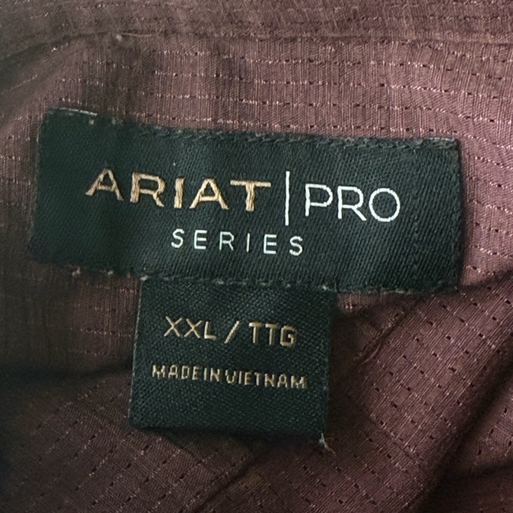 Ariat Pro Series Button Down Long Sleeve Shirt‎ Men's XXL burgundy Lightweight - Picture 13 of 16